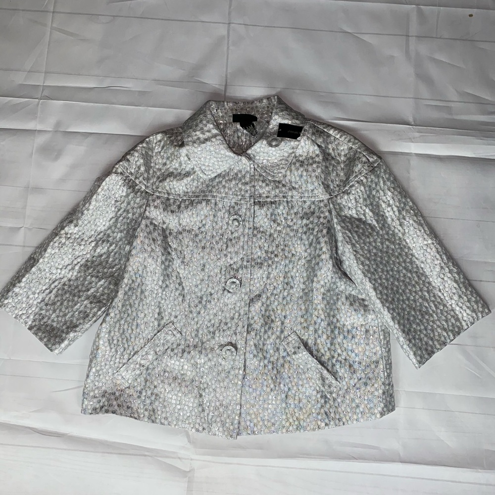 Lane Bryant Silver 3/4 Sleeve Blazer Jacket 16 NWT